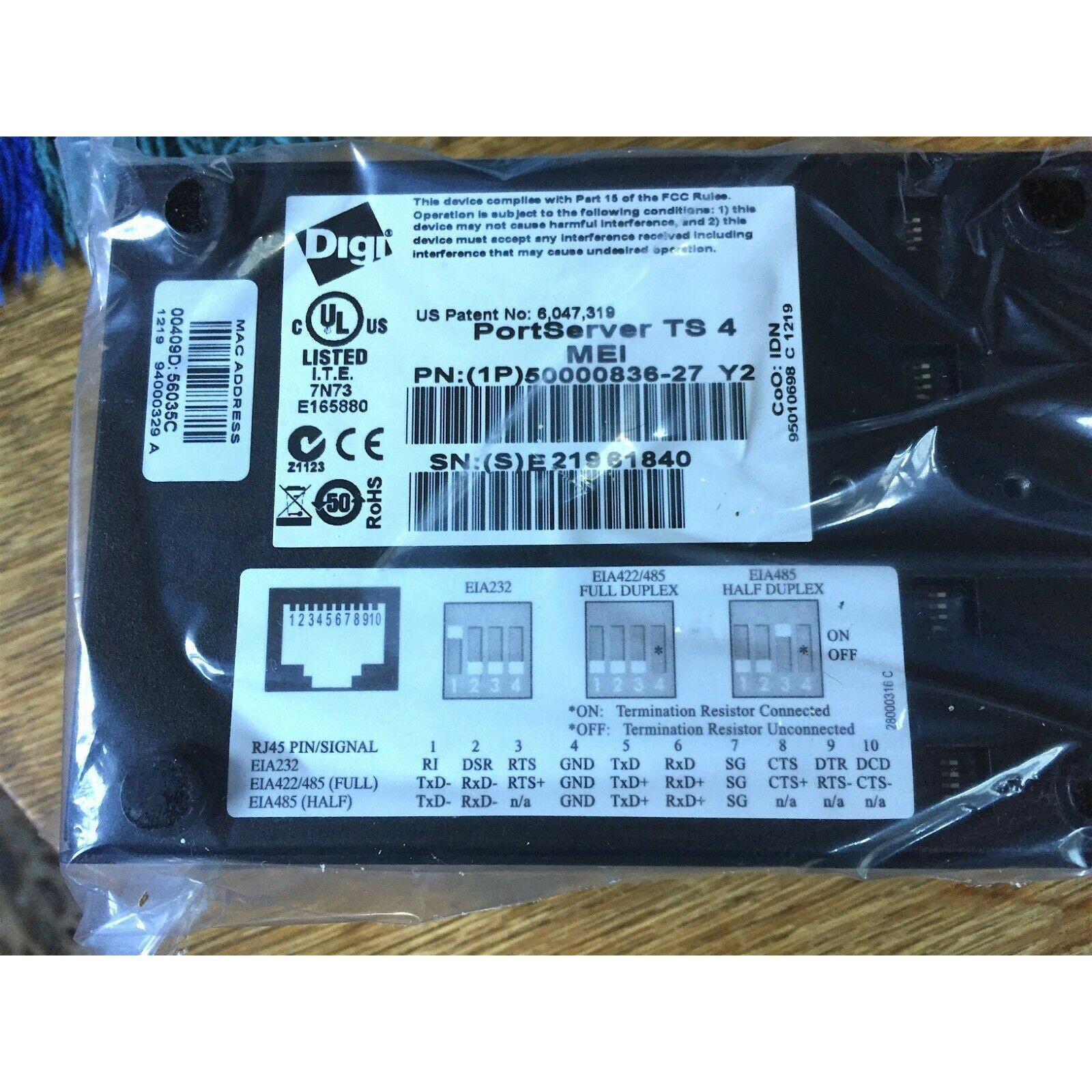 Digi Portserver TS-4 MEI 50000836-27 w/ AC adapter+full warranty Port Server TS4 - AloinfoUSA