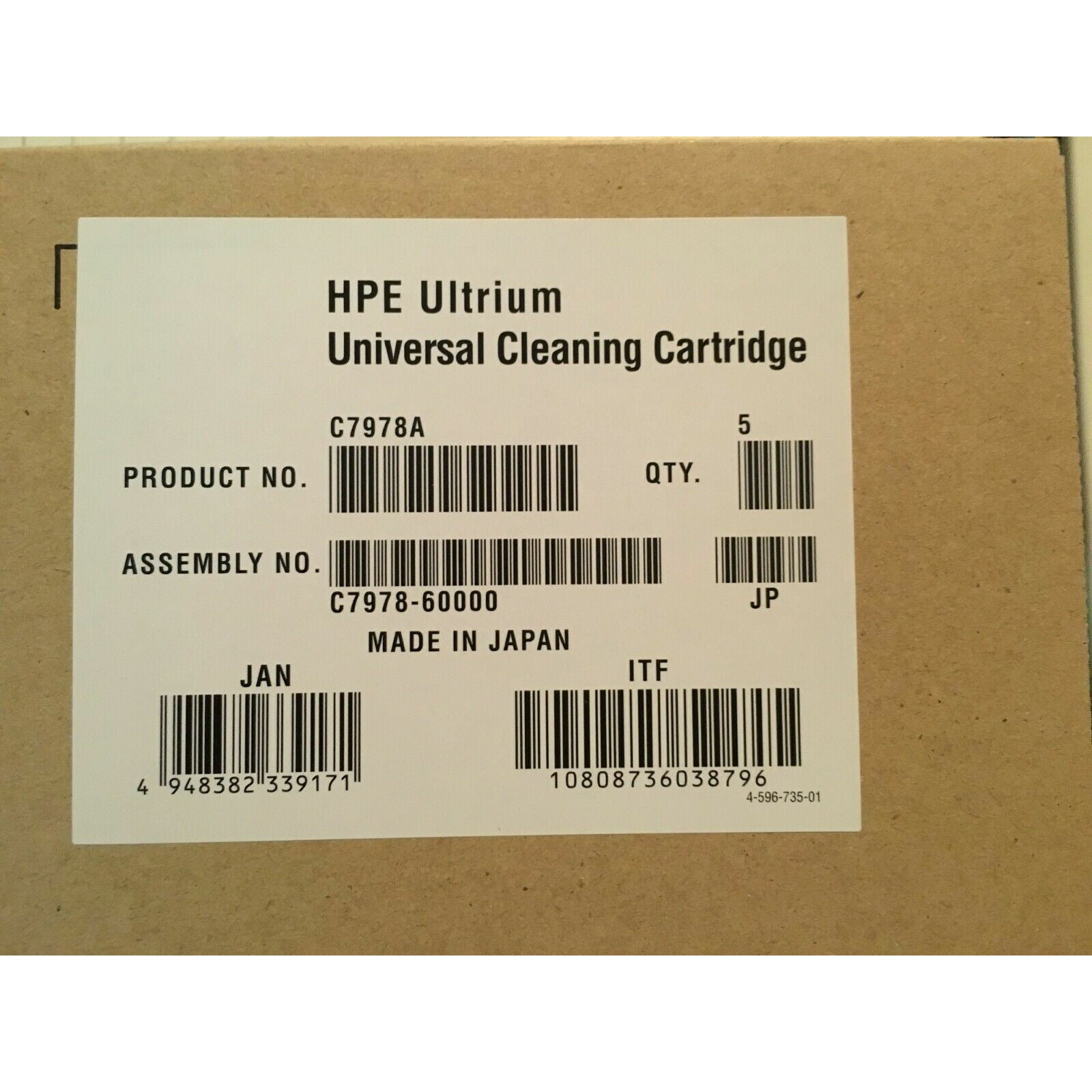 Fita HPE C7978A Universal Cleaning tape Cartridge for LTO 1-7  Ultrium drives  808736038799 - AloinfoUSA