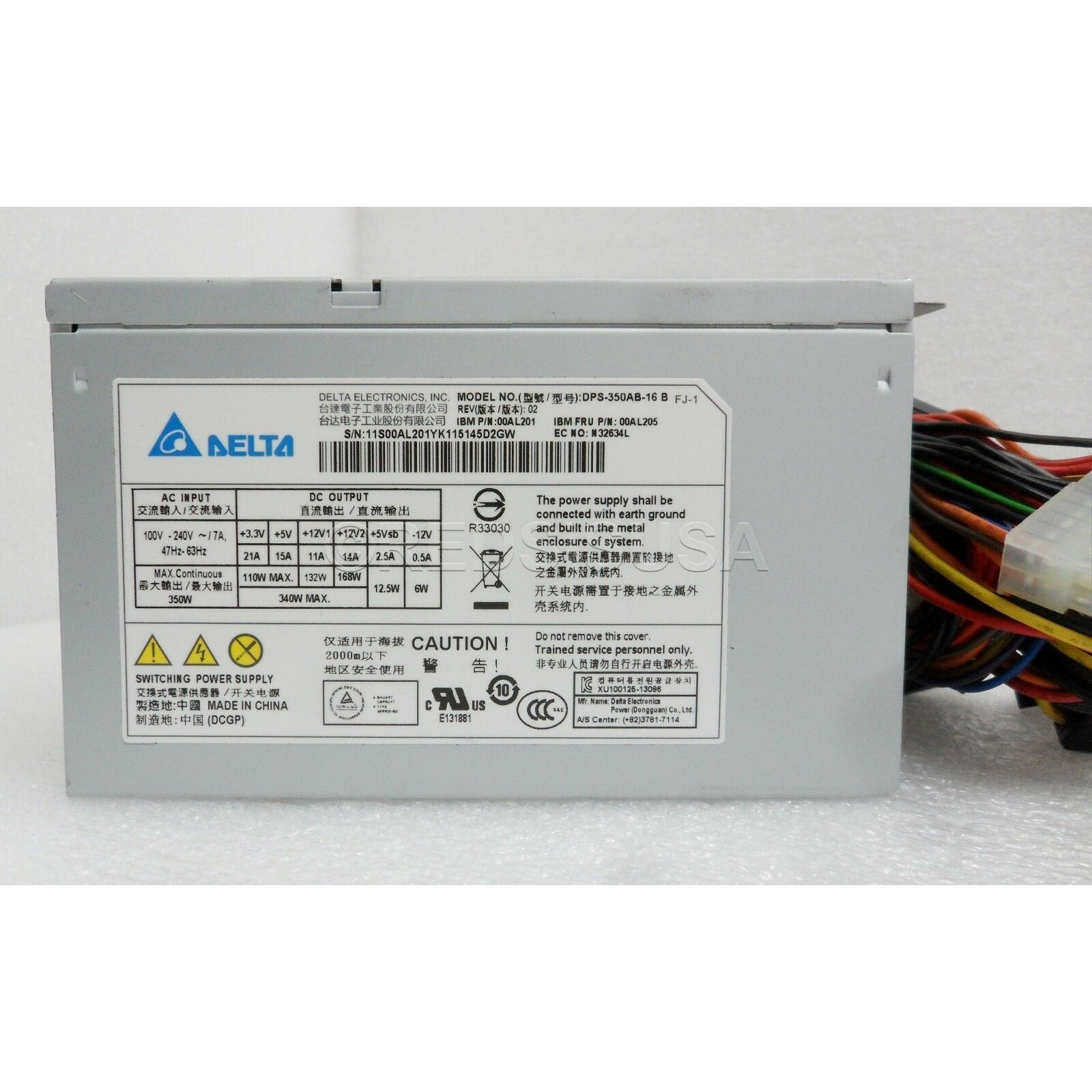 Genuine Power Supply 100-240V 350W 47-63 HZ 7A for IBM X3100 M4/M5 00AL205 fuente - AloinfoUSA