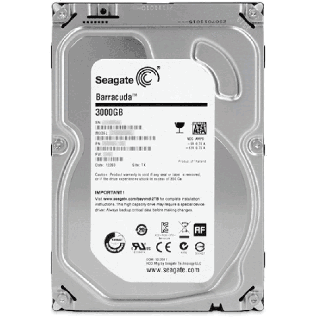 HD 3TB SATA 7.2k RPM 3.5" 6G ST3000DM001 - AloinfoUSA