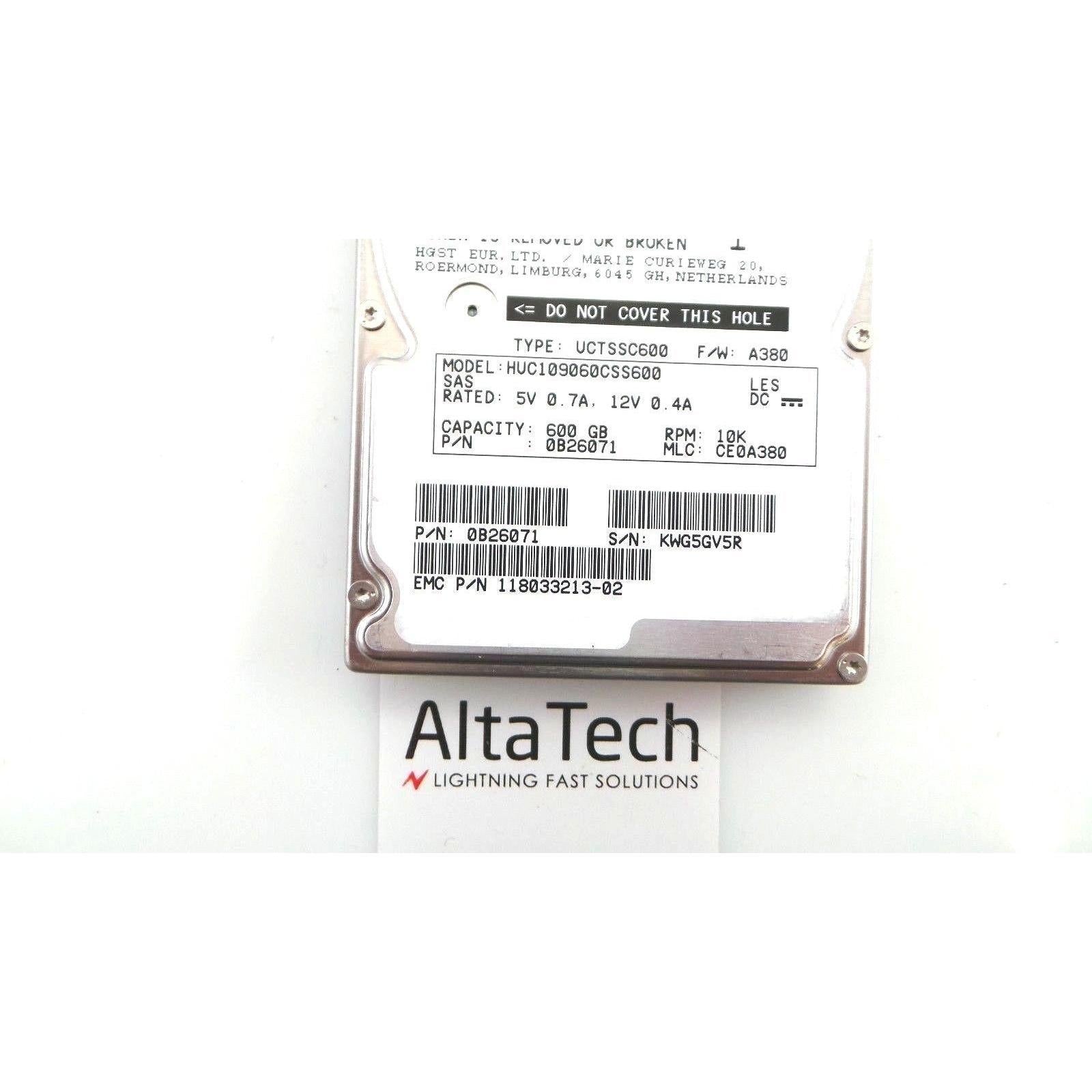 Hitachi 0B26071 HGST EMC VNX 600GB 10K SAS 2.5" 6G HDD 005050344 - AloinfoUSA