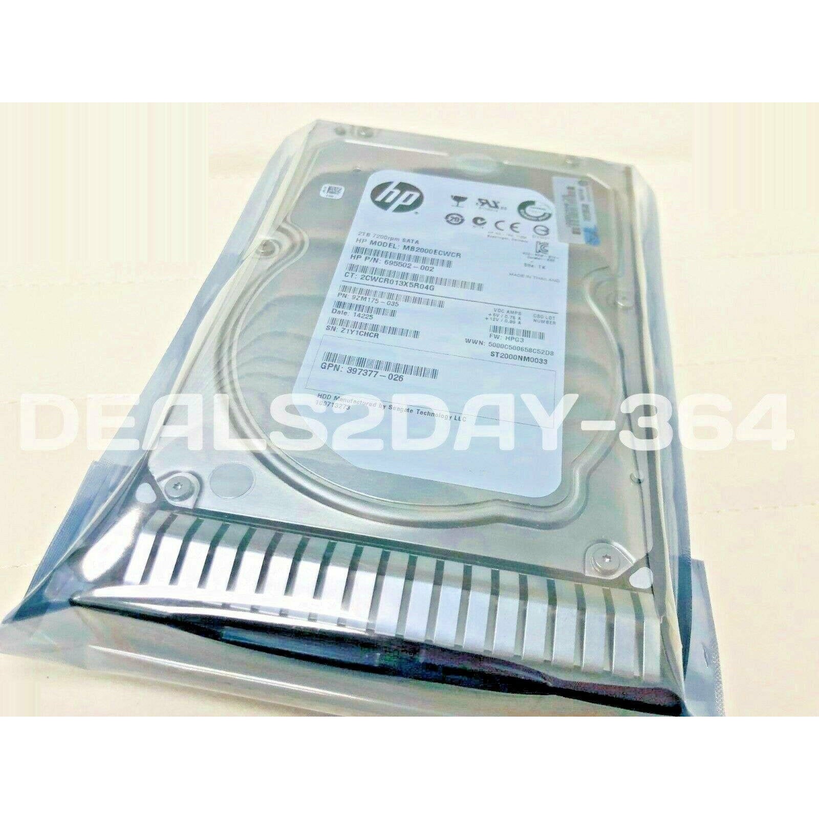 HP 658079-B21 658102-001 2TB 6G 7.2K SATA LFF 3.5 PROLIANT G8/9 HDD - AloinfoUSA