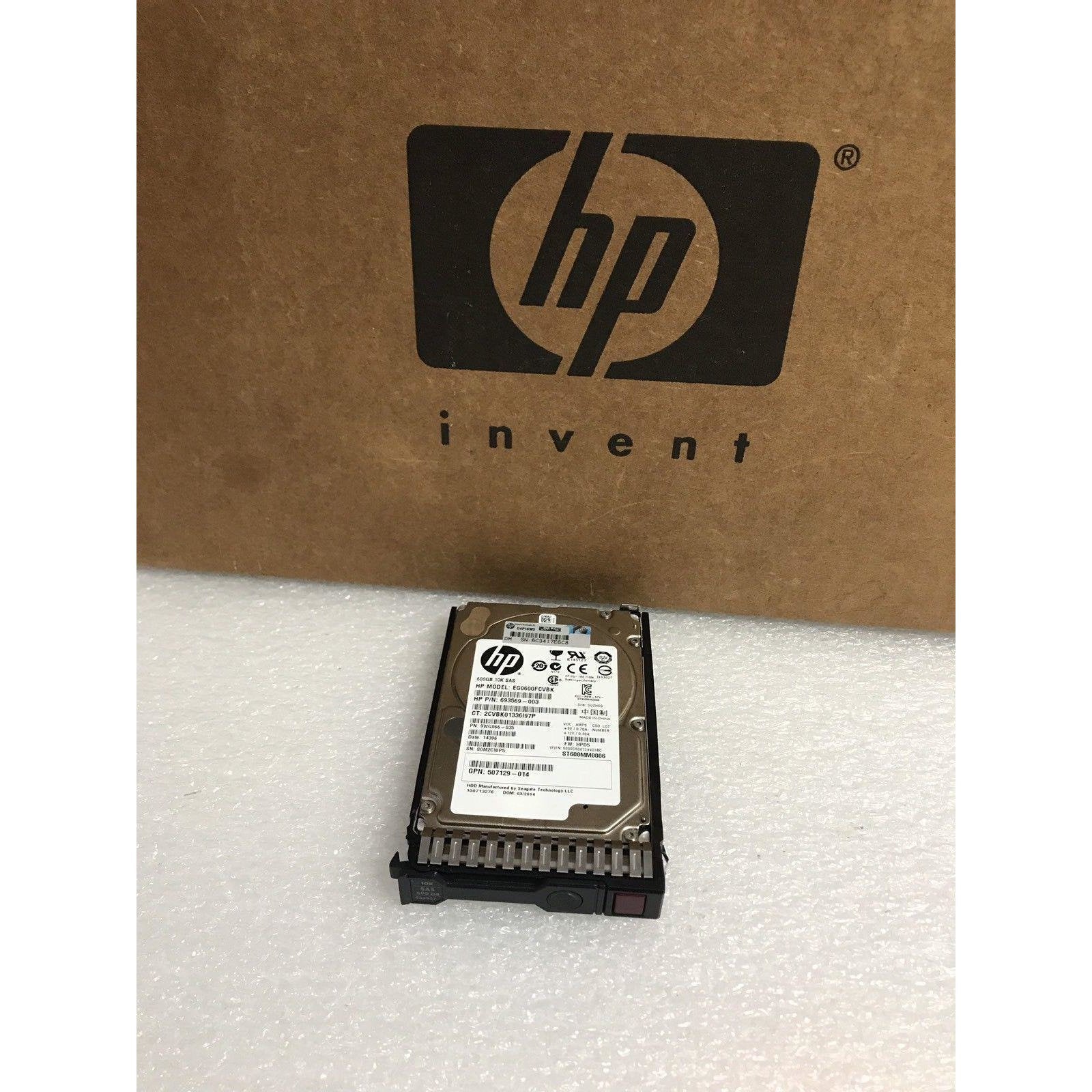 HP EG0600FCVBK 693569-003 600GB 10K 6G 2.5" SAS SC HARD DRIVE G8 G9 9WG066-035 - AloinfoUSA