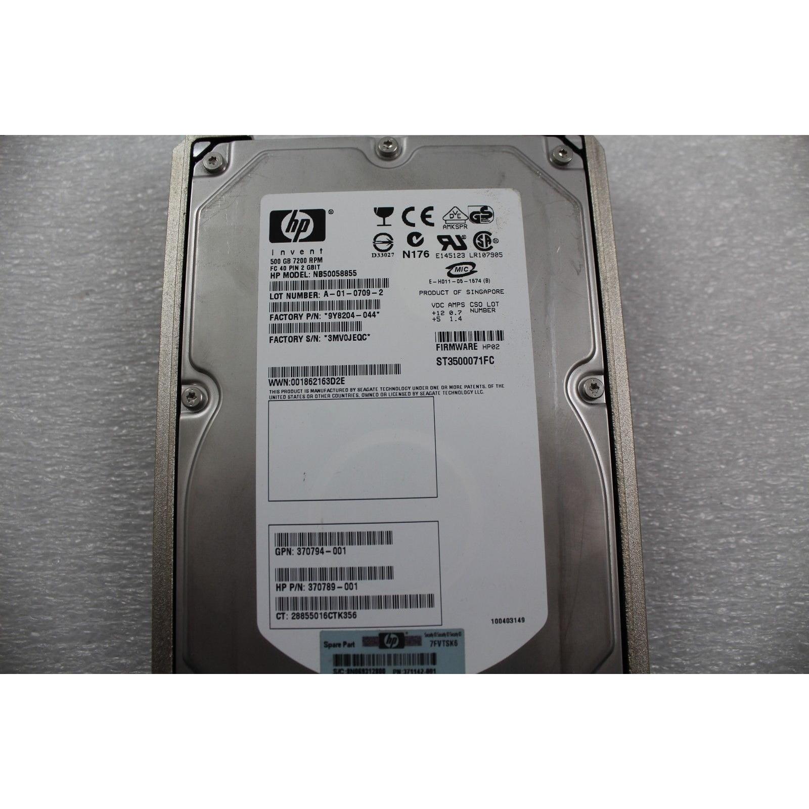 HP NB50058855 500GB 7200RPM 3.5"  FATA HDD FC Internal Hard Drive with Tray 102645797649 - AloinfoUSA