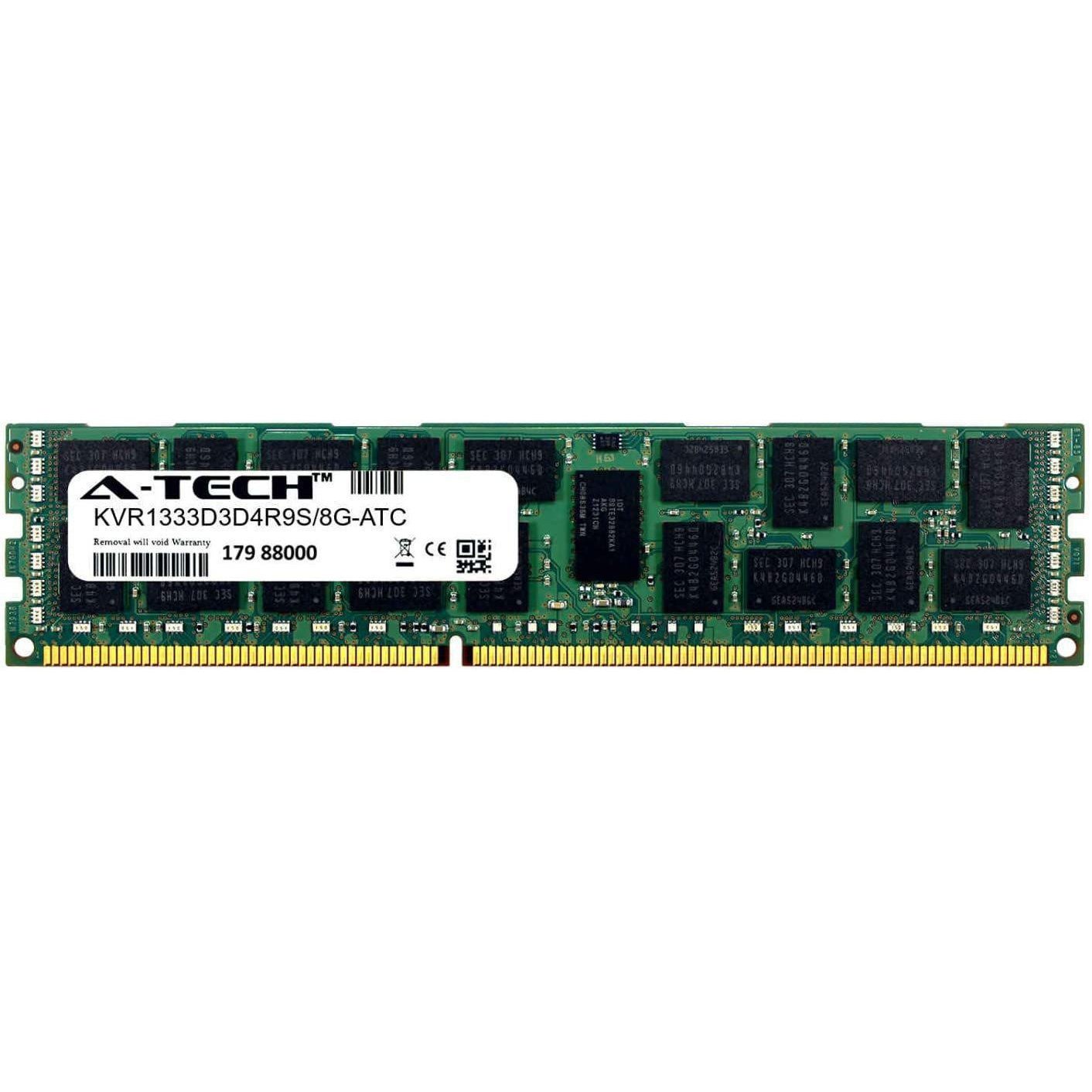 Memoria 8GB Replacement for Kingston KVR1333D3D4R9S/8G - DDR3 1333MHz PC3-10600 ECC Registered RDIMM 2rx4 1.5v - Single Server Memory Ram Stick (KVR1333D3D4R9S/8G-ATC) - AloinfoUSA