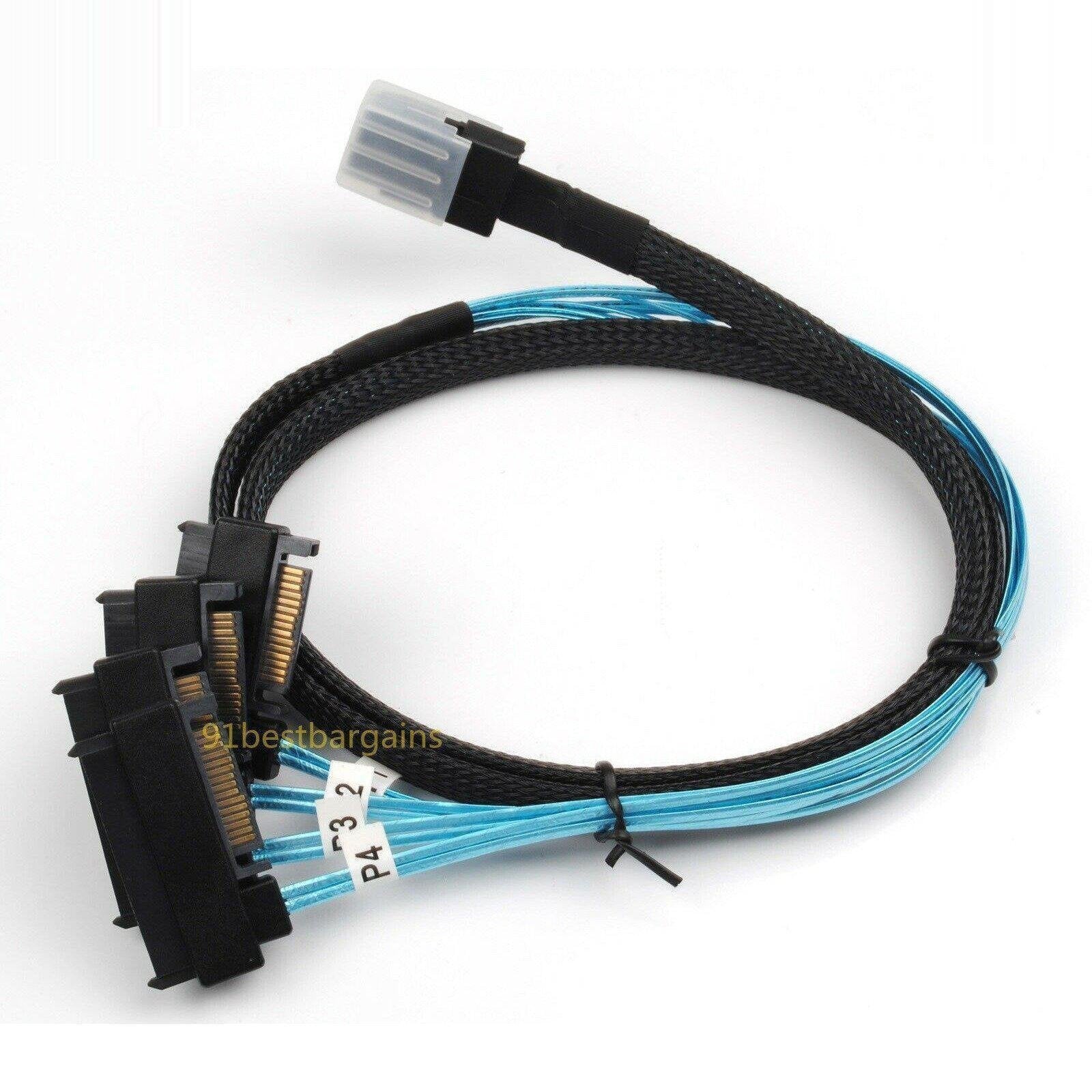 Mini SAS 36P SFF-8087 to 4 SFF-8482 Connectors With SATA Power Cable 1M US SHIP 813501730341 - AloinfoUSA