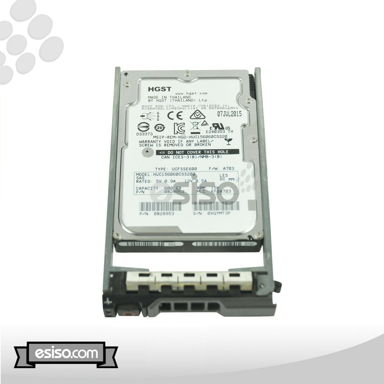 NEW 600GB 15K 12G 2.5'' SAS HDD FOR DELL POWEREDGE T610 T620 T710 1 YR WARRANTY 695976748010 - AloinfoUSA