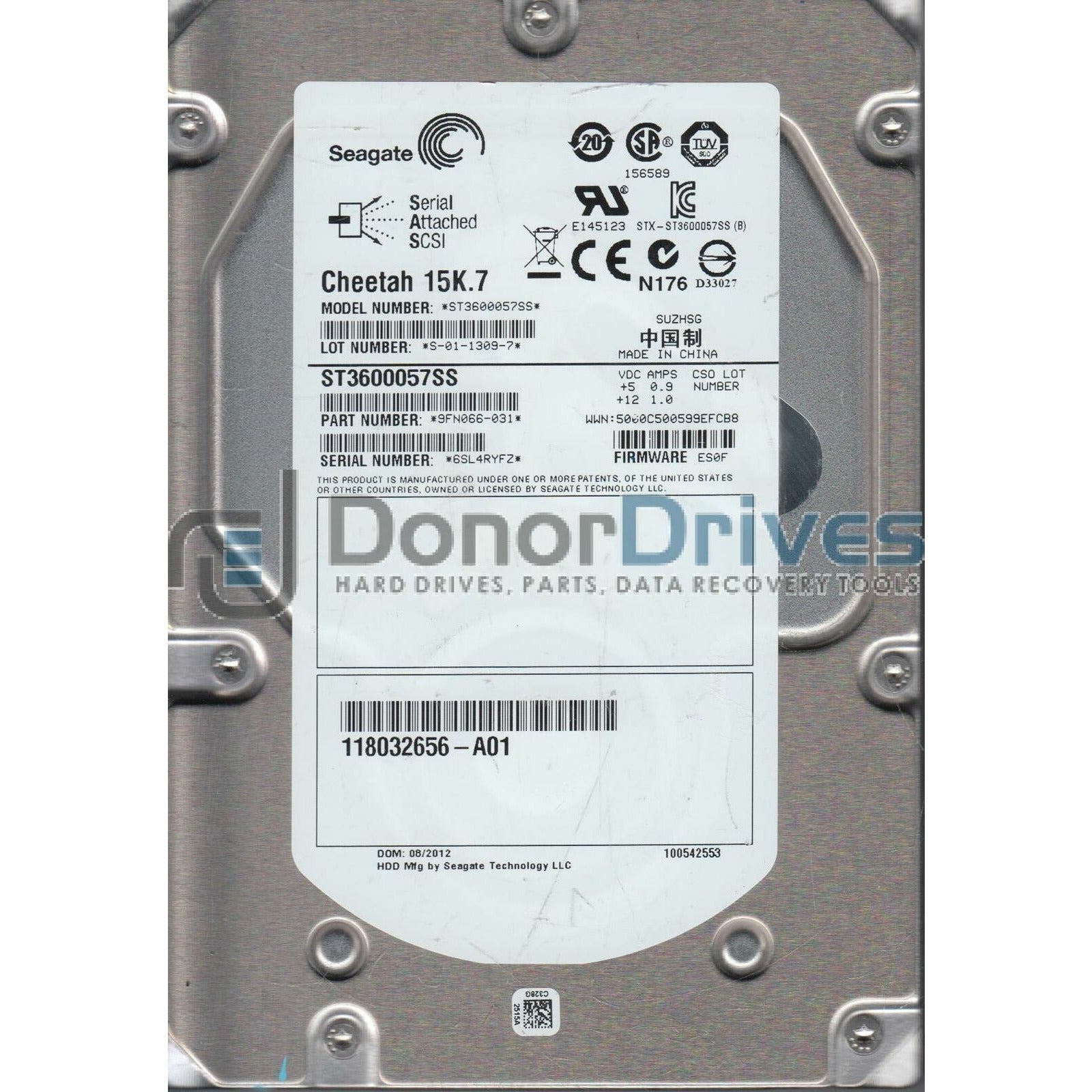 ST3600057SS, 6SL, SUZHSG, PN 9FN066-031, FW ES0F, Seagate 600GB SAS 3.5 Hard Dri - AloinfoUSA