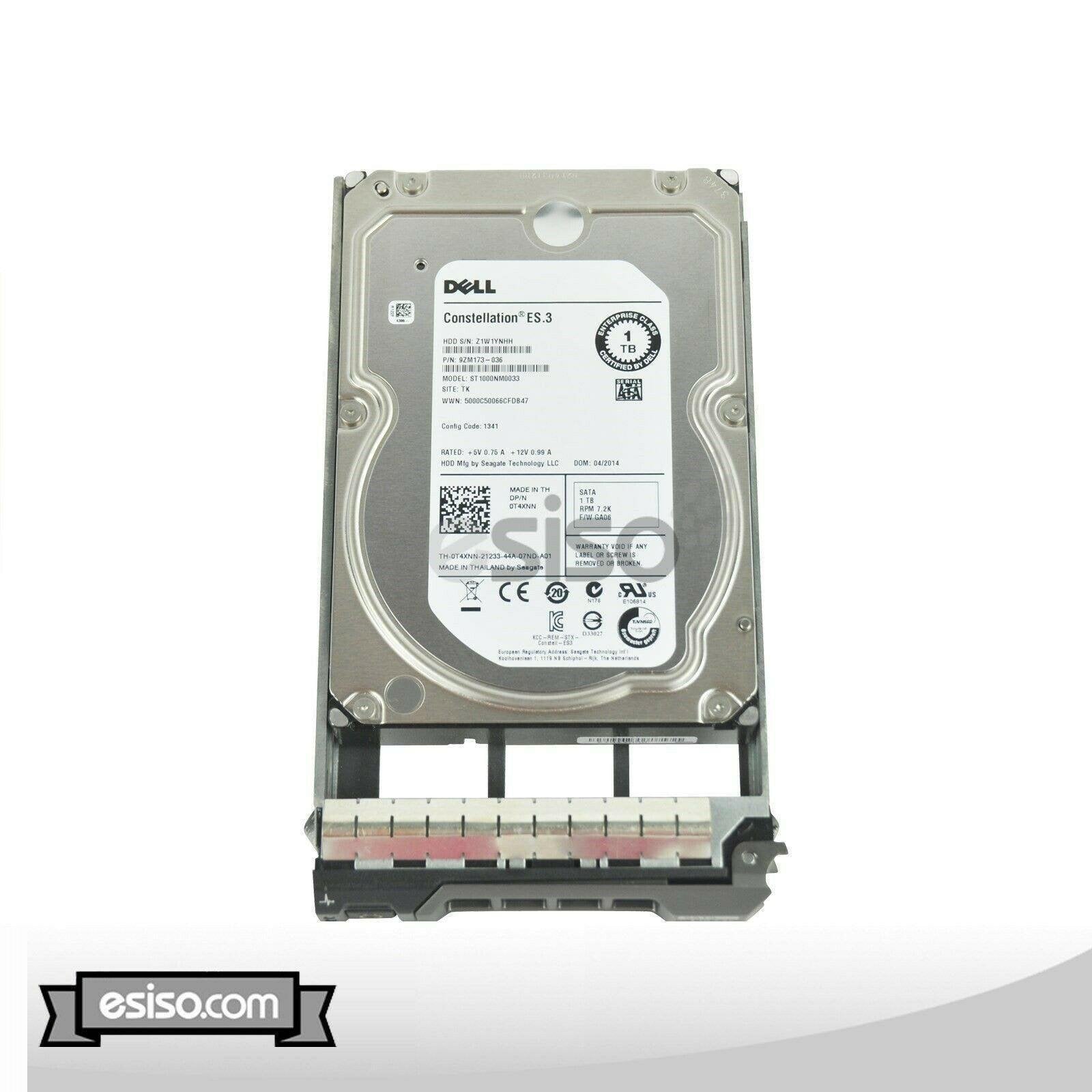 T4XNN ST1000NM0033 DELL 1TB 7.2K 6G LFF SATA ENT HDD FOR R410 R415 R420 R510 - AloinfoUSA