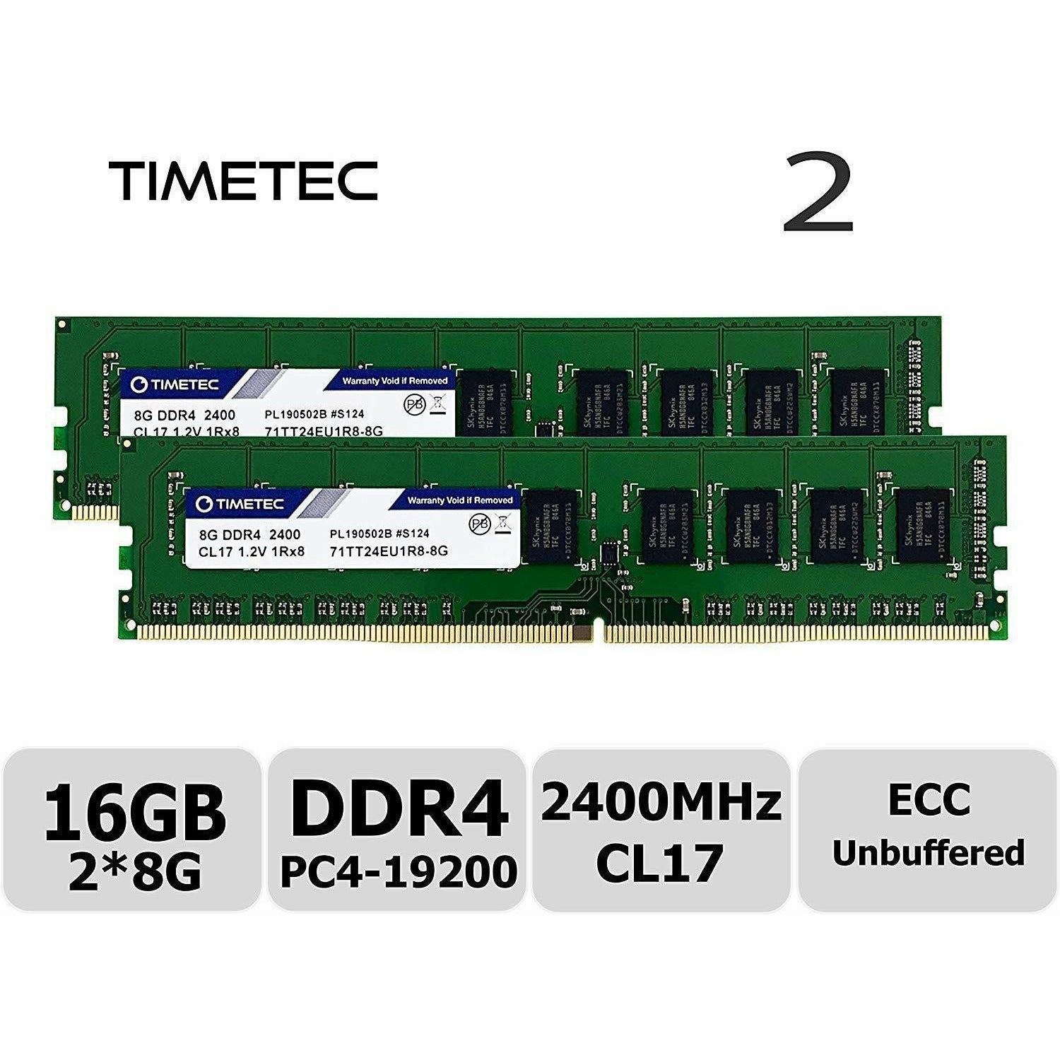 Timetec Hynix IC 32GB KIT (2x16GB) DDR4 2400MHz PC4-19200 Unbuffered ECC 1.2V CL17 2Rx8 Dual Rank 288 Pin UDIMM Server Memory RAM Module Upgrade (32GB KIT (2x16GB)) - AloinfoUSA