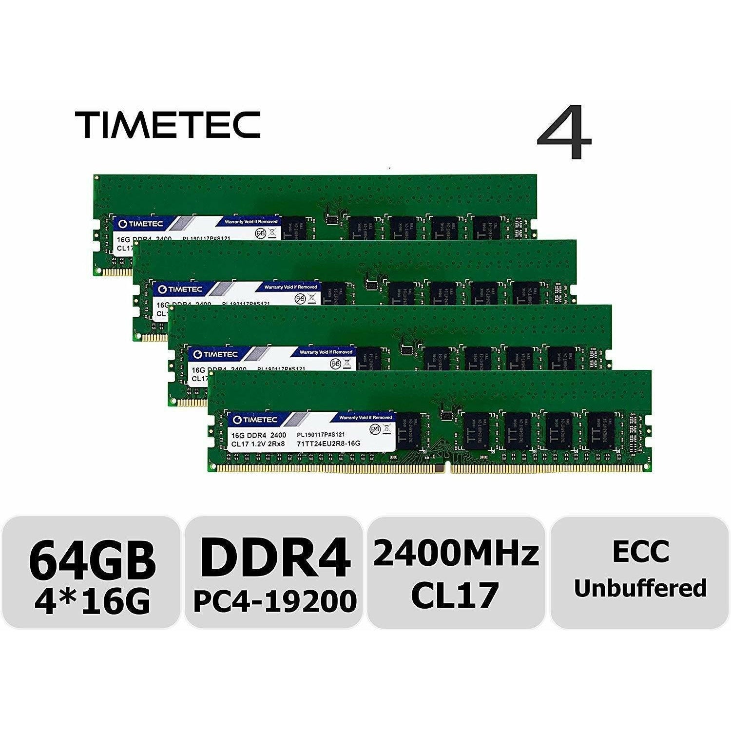 Timetec Hynix IC 32GB KIT (2x16GB) DDR4 2400MHz PC4-19200 Unbuffered ECC 1.2V CL17 2Rx8 Dual Rank 288 Pin UDIMM Server Memory RAM Module Upgrade (32GB KIT (2x16GB)) - AloinfoUSA