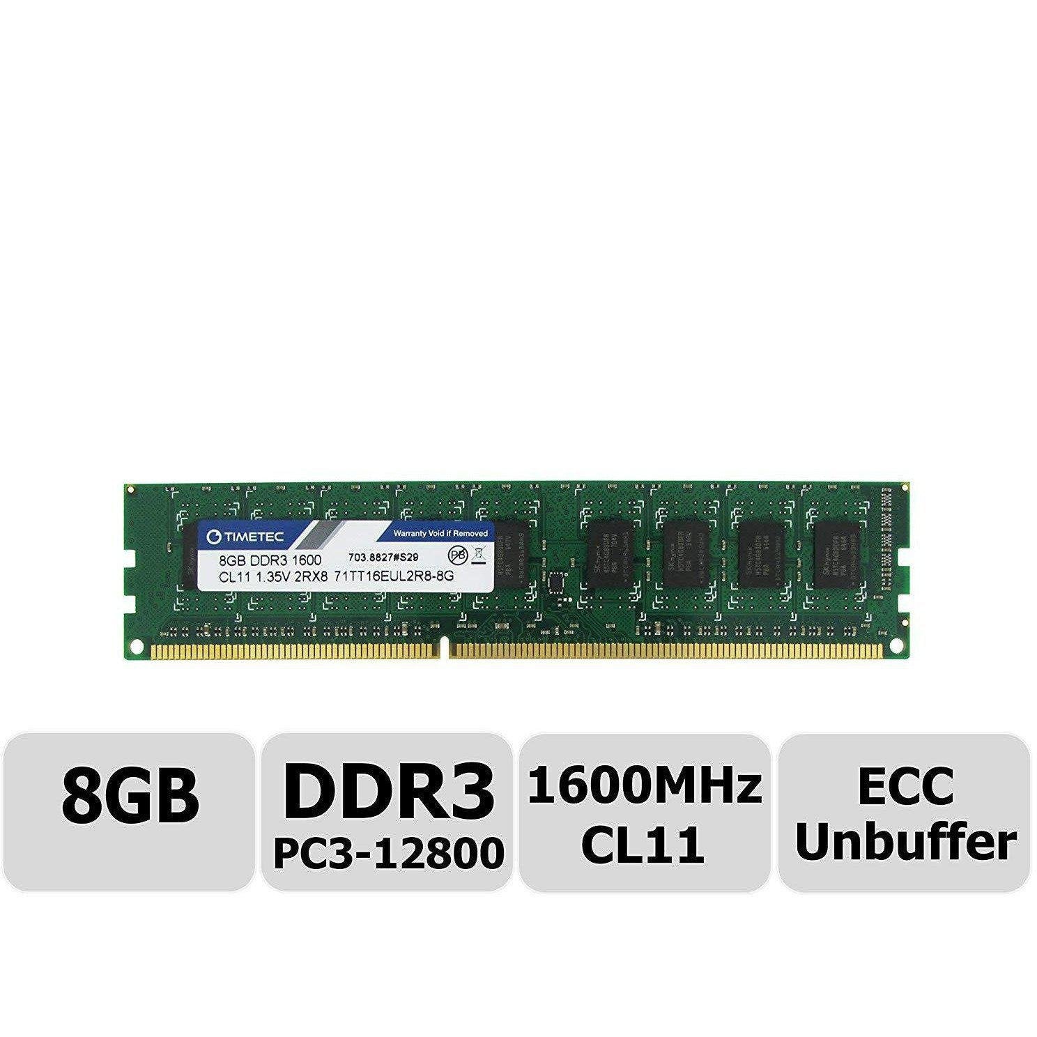Timetec Hynix IC 8GB DDR3L 1600MHz PC3-12800 Unbuffered ECC 1.35V CL11 2Rx8 Dual Rank 240 Pin UDIMM Server Memory Ram Module Upgrade (8GB) - AloinfoUSA