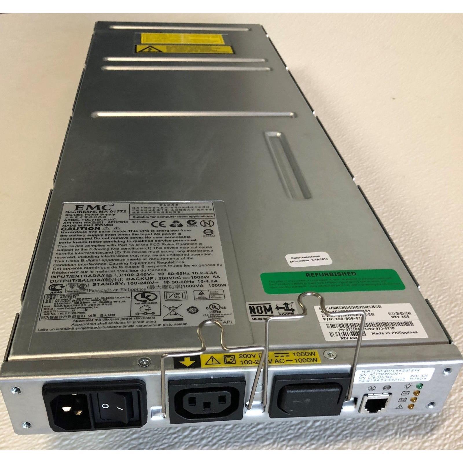 TJ166 Dell EMC2 1000VA 1000W 100-240V Standby PS C7GN5 TJ166 HJ4DK 100-809-013 729161306782 - AloinfoUSA