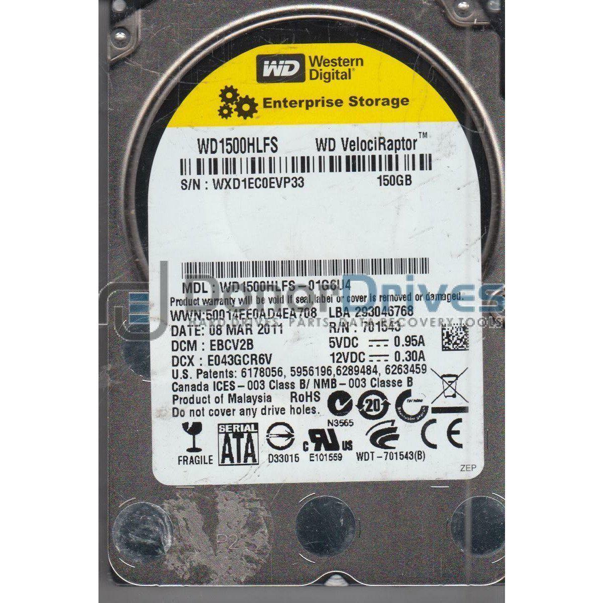 WD1500HLFS-01G6U4, DCM EBCV2B, Western Digital 150GB SATA 2.5 Hard Drive - AloinfoUSA