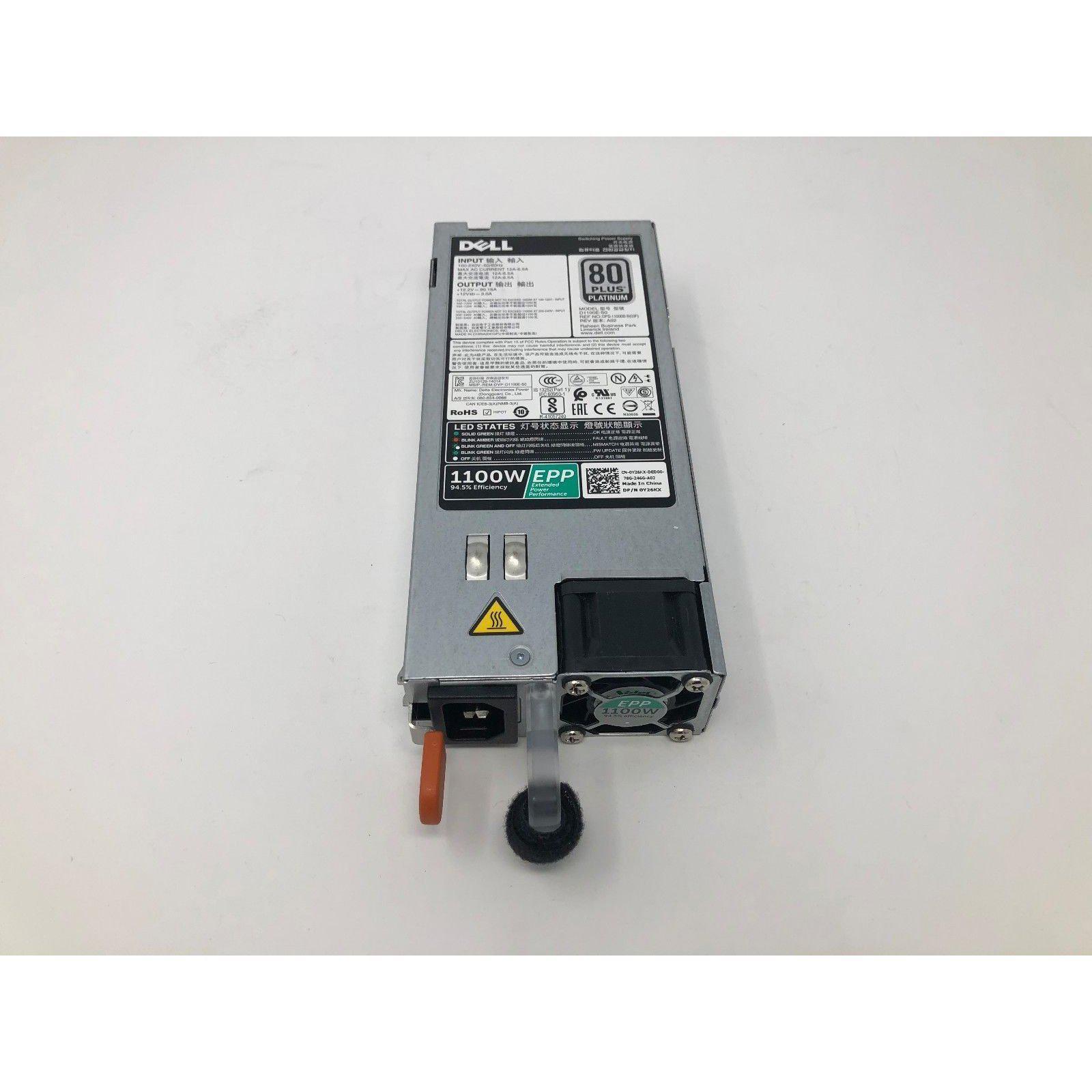 Y26KX DELL POWEREDGE 1100W 80+ PLATINUM POWER SUPPLY C4130 R730 R630 T630 R530 - AloinfoUSA